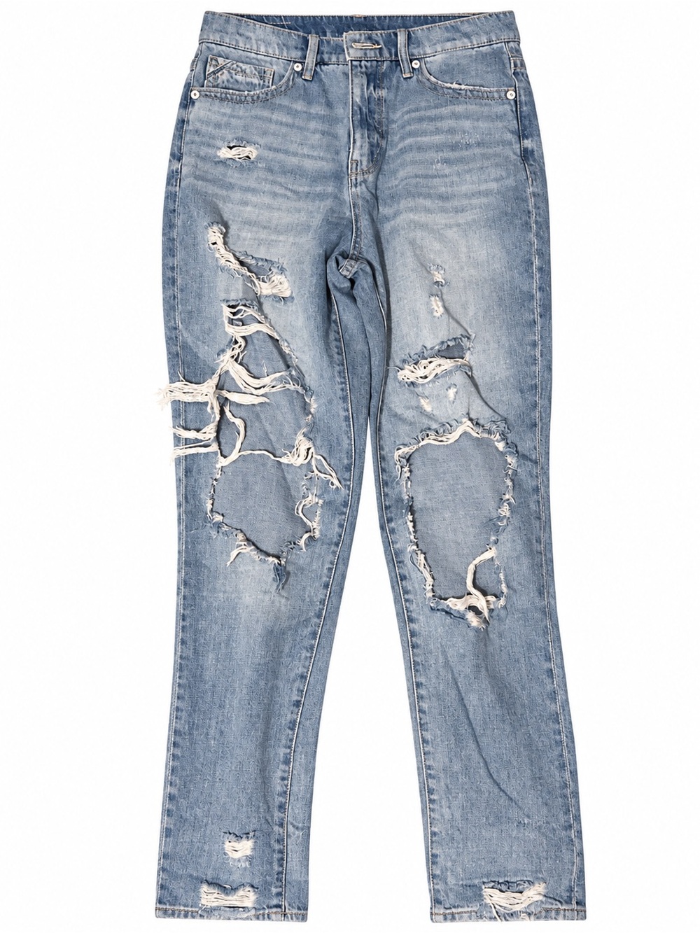 Buckle Black Mom Jeans Size 27 Light Wash Heavily Distressed Denim